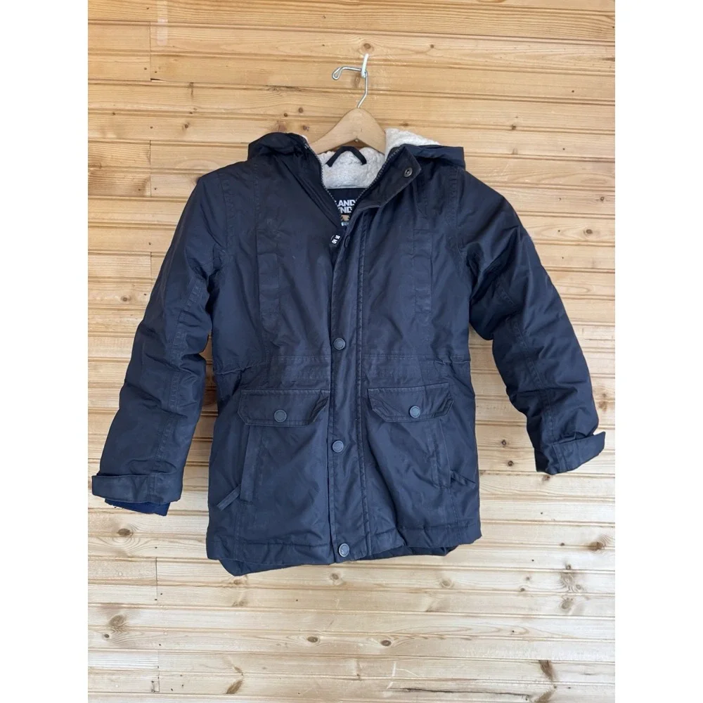 Lands' End Parka Expedition Waterproof Winter Down Jacket Black Kids Size S 6/7